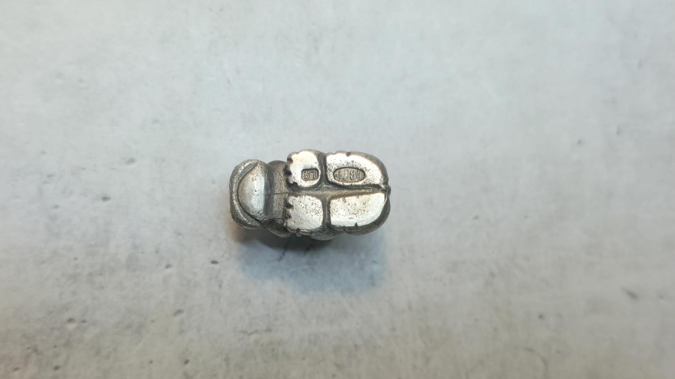 Antique Russian Imperial Silver Baby Hippo with Ruby Eyes by Julius Rappoport For Sale 5