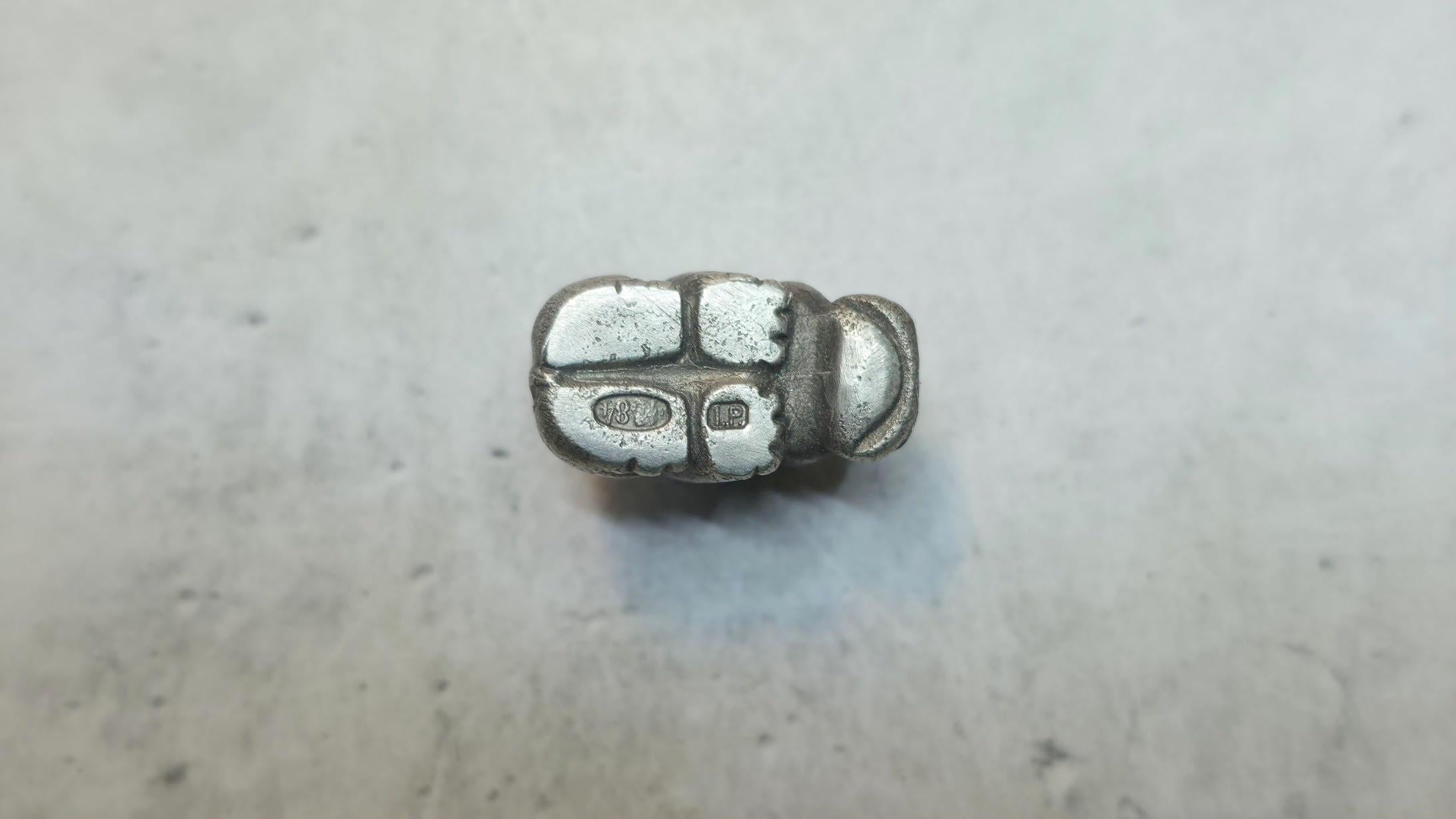 Antique Russian Imperial Silver Baby Hippo with Ruby Eyes by Julius Rappoport For Sale 6