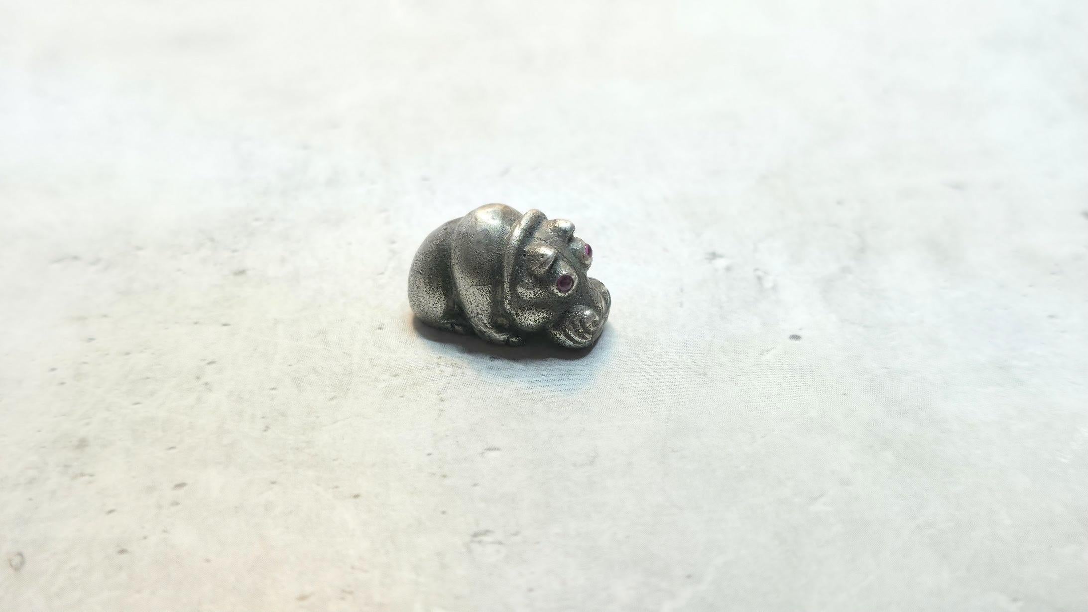 Introducing a cute antique silver tiny baby hippo with ruby eyes, crafted for the Russian Imperial court by one of Carl Fabergé’s finest jewelers, Julius Rappoport.

Julius Rappoport created most of the elegant and funny silver animal figurines for
