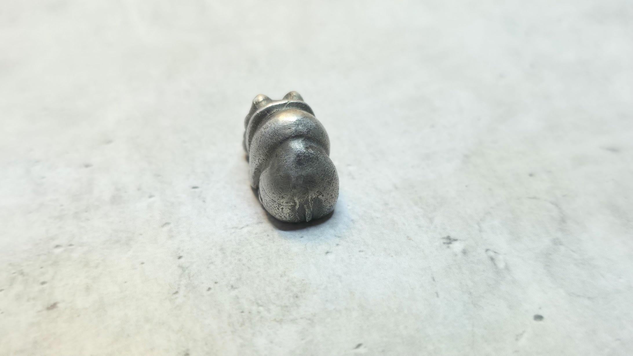 Women's or Men's Antique Russian Imperial Silver Baby Hippo with Ruby Eyes by Julius Rappoport For Sale