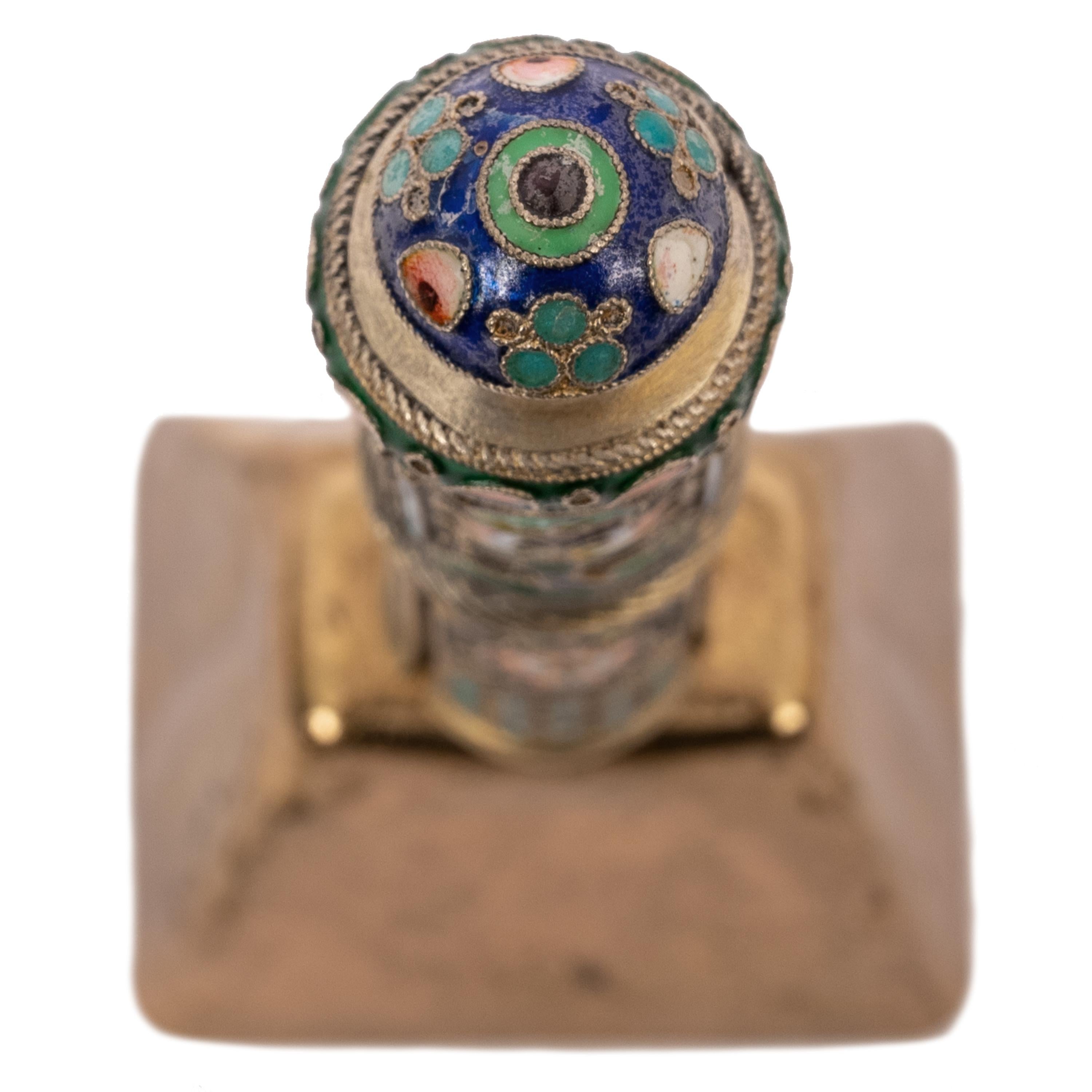 Antique Russian Imperial Silver Gilt Cloisonné Table Dinner Bell, Moscow, 1908 6