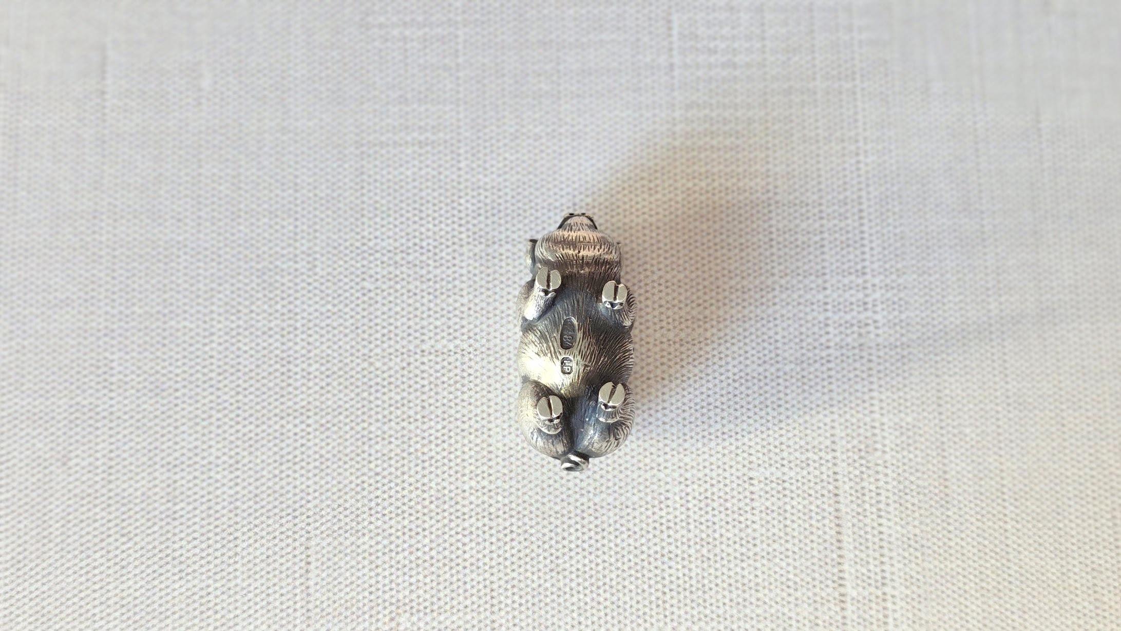 Antico mini maiale d'argento russo imperiale con occhi di rubino di Julius Rappoport in vendita 4