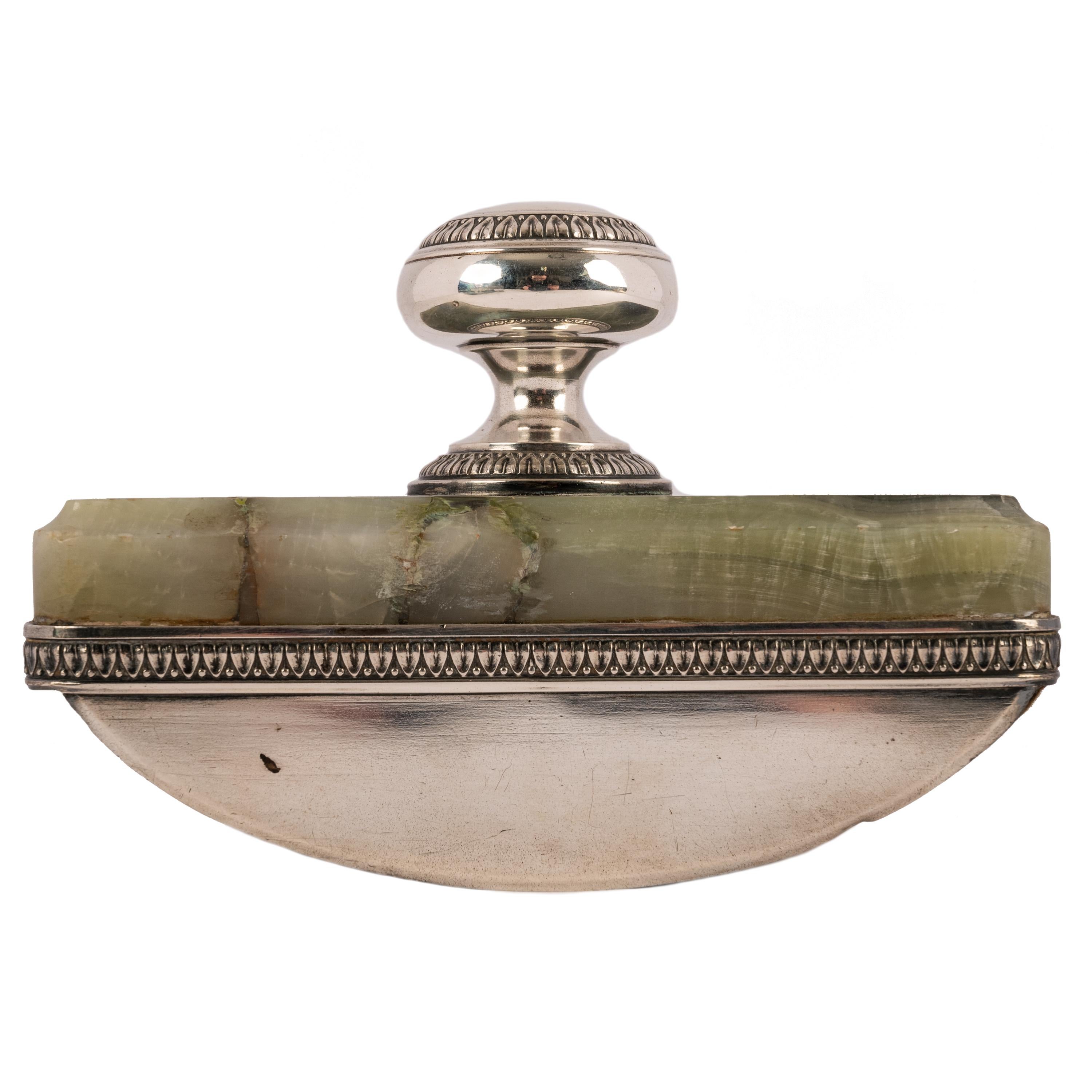 Antique Russian Imperial Silver & Onyx Desk Writing Pen Set Inkwell Blotter Seal 7