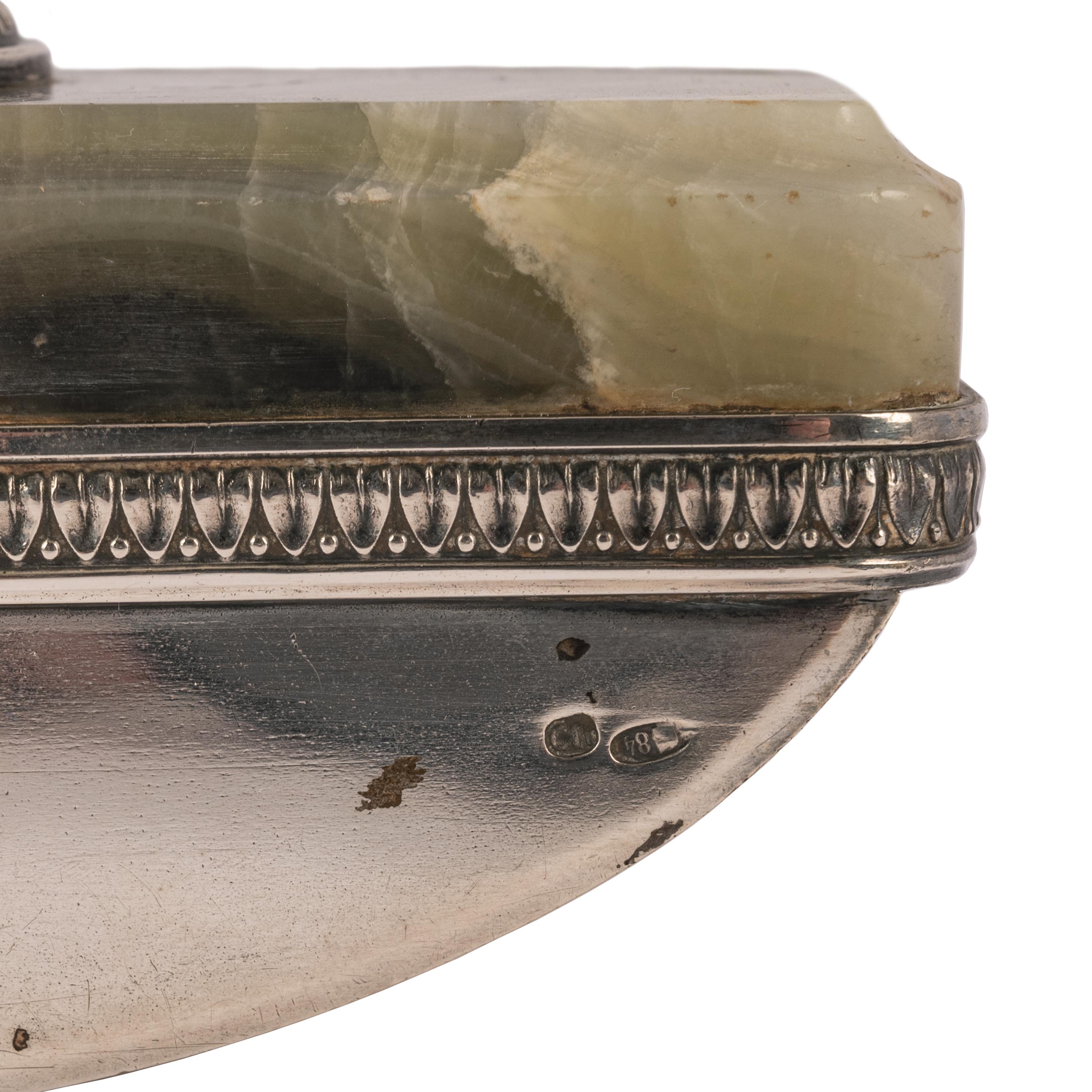 Antique Russian Imperial Silver & Onyx Desk Writing Pen Set Inkwell Blotter Seal 8