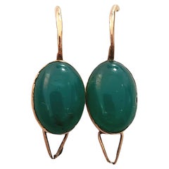 Antique Russian Jade Gold Earrings