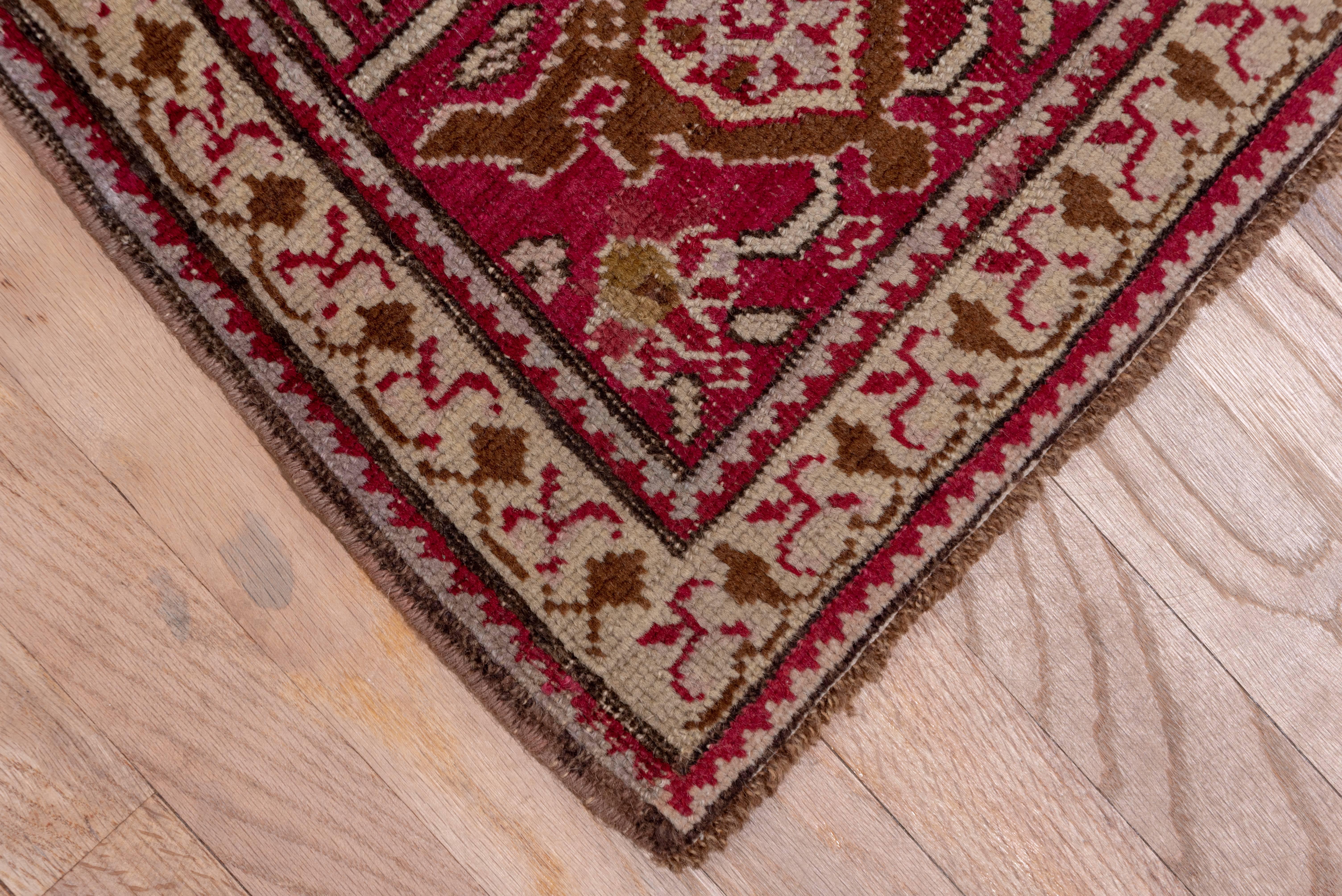 Caucasian Antique Russian Karabagh Carpet, Navy Allover Field, Berry Colored Borders For Sale