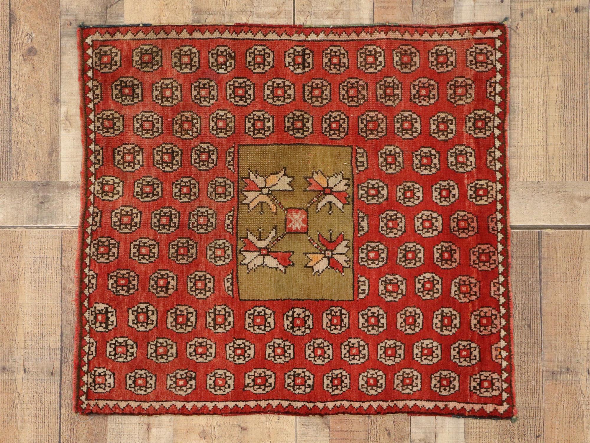 Antique Russian Karabagh Square Rug with Traditional Modern Style For Sale 2