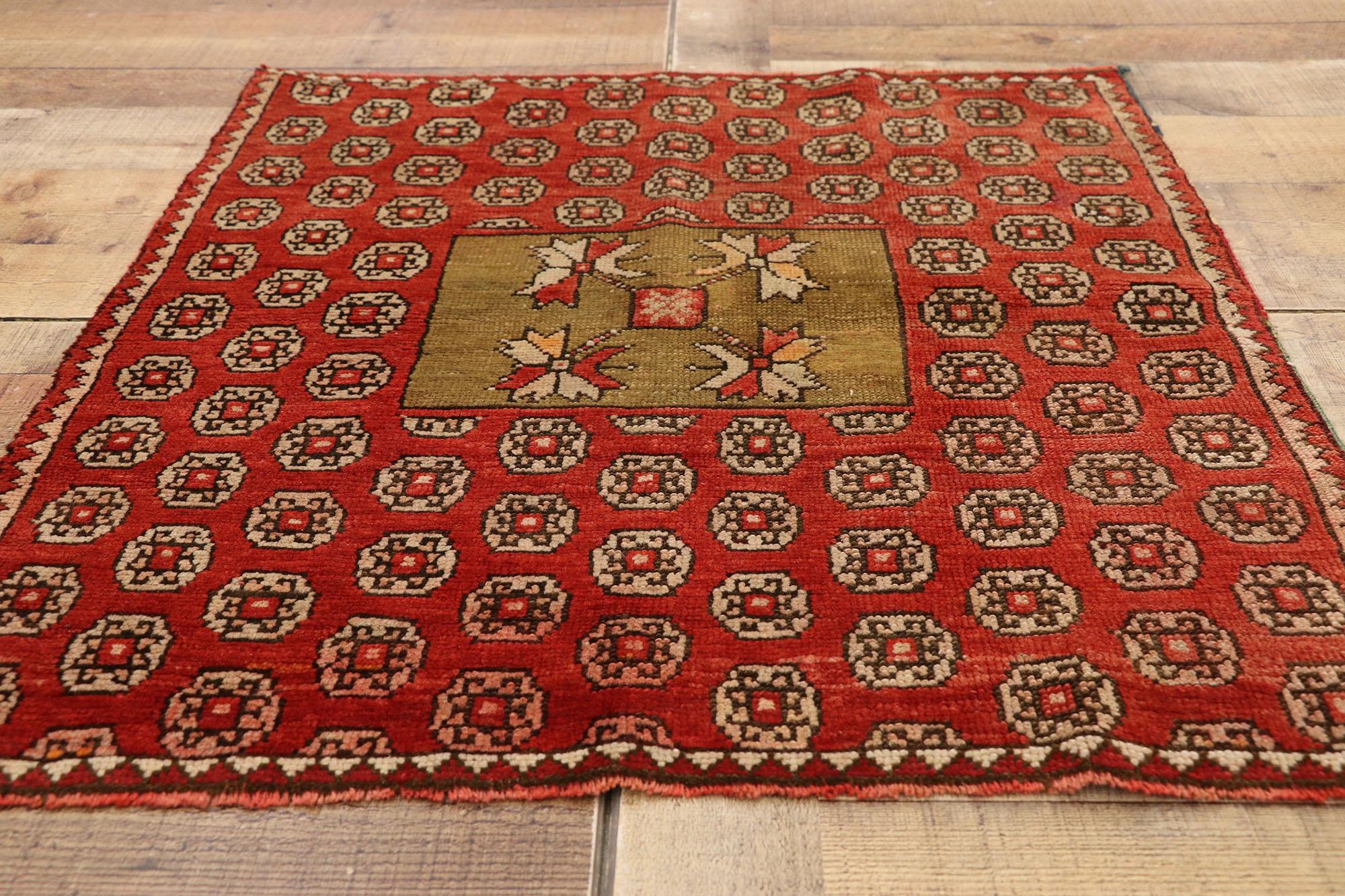 Antique Russian Karabagh Square Rug with Traditional Modern Style For Sale 1