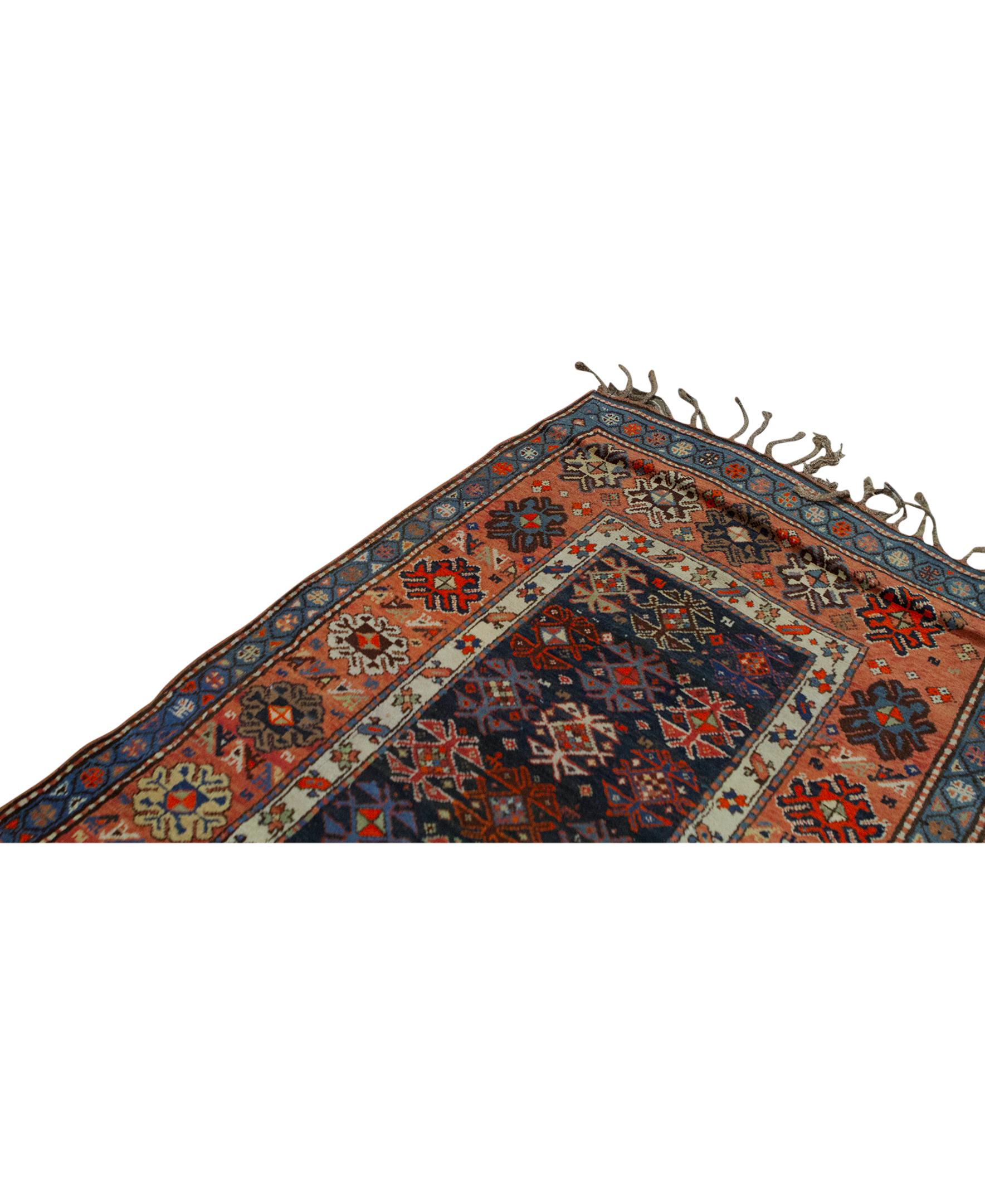 Malayer Antique Persian Fine Traditional Handwoven Luxury Wool Blue/ Red Runner For Sale