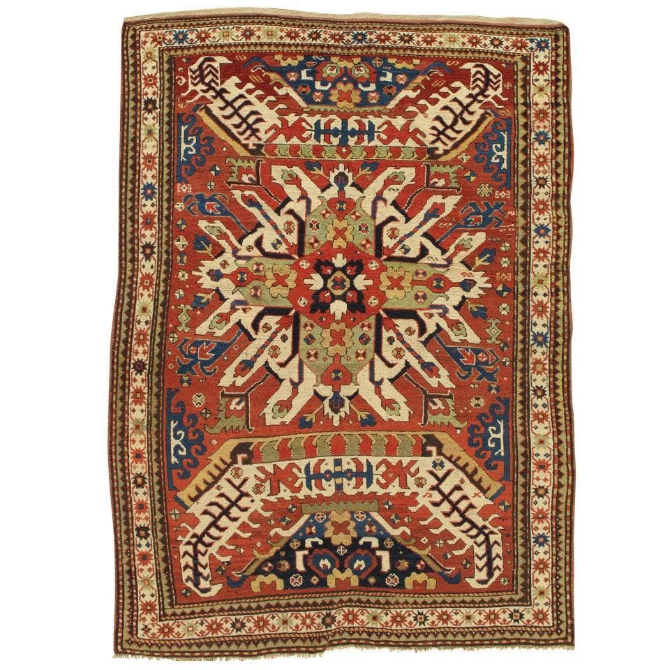 Antique Russian Kazak Carpet For Sale