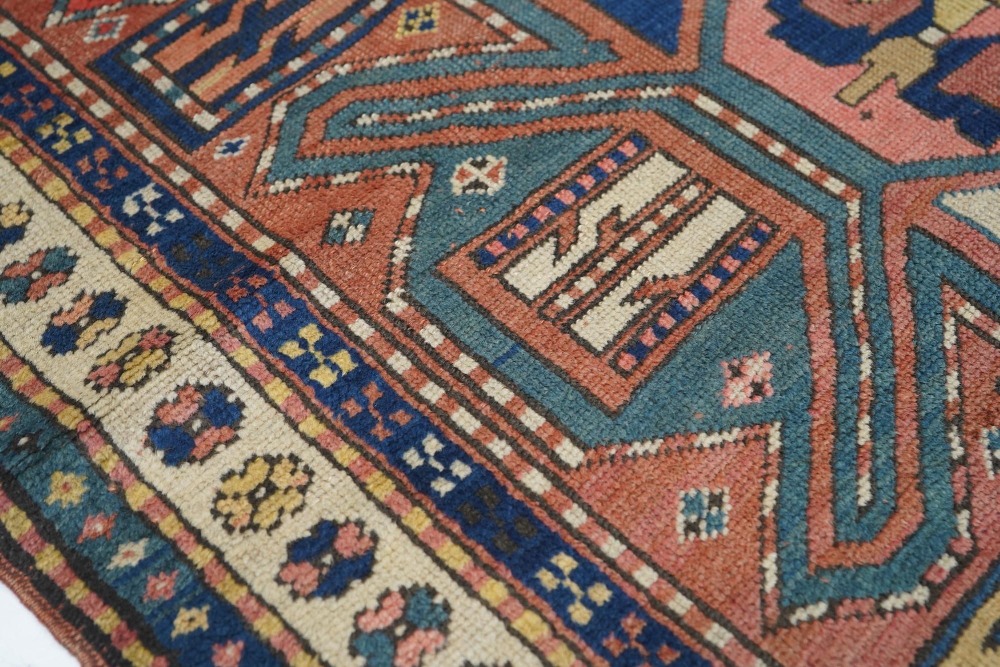 Late 19th Century Antique Russian Kazak Rug For Sale