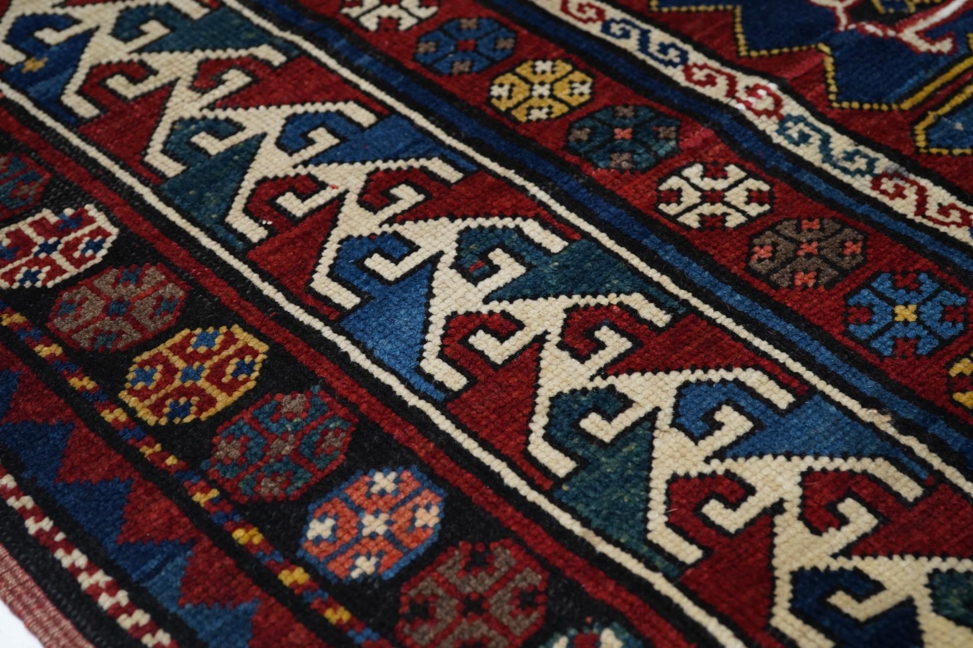 Late 19th Century Antique Kazak Rug  For Sale