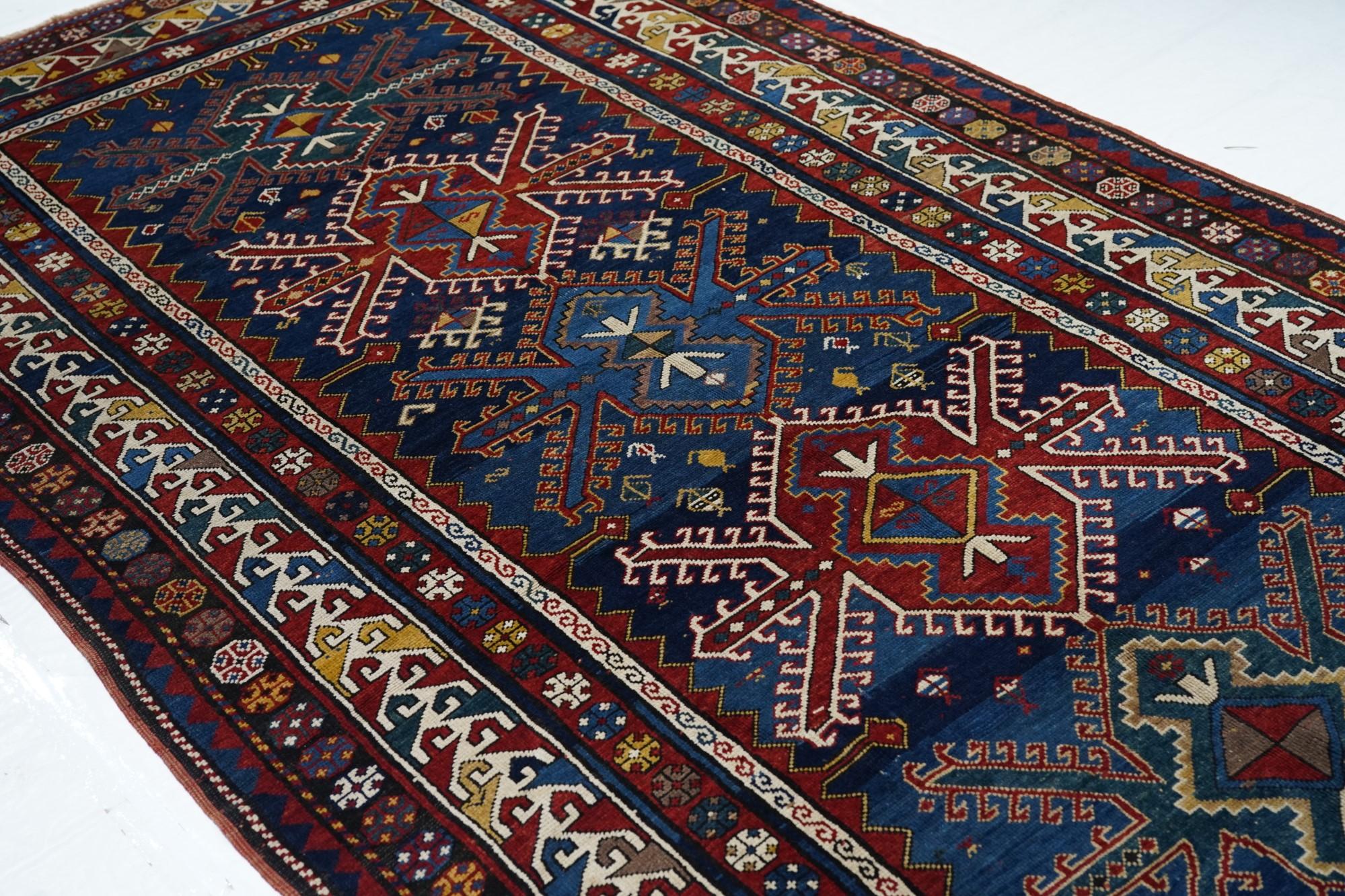 Wool Antique Kazak Rug 5'7'' x 11'11'' For Sale