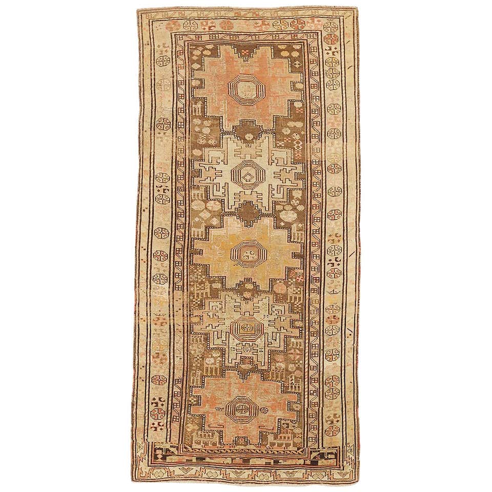Antique Russian Khotan Rug with Brown Diamond Details on Beige Field ...