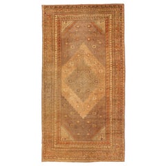 Used Russian Khotan Rug with Brown & Ivory Diamond-Shaped Floral Details