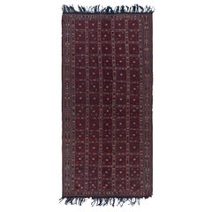Antique Russian Kilim in Red, Blue & White Geometric Patterns by Rug & Kilim