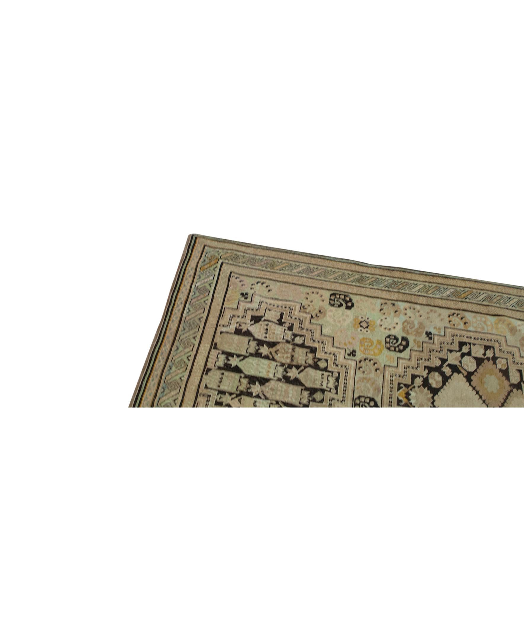 Other  Antique Persian Fine Traditional Handwoven Luxury Wool Multi Rug For Sale