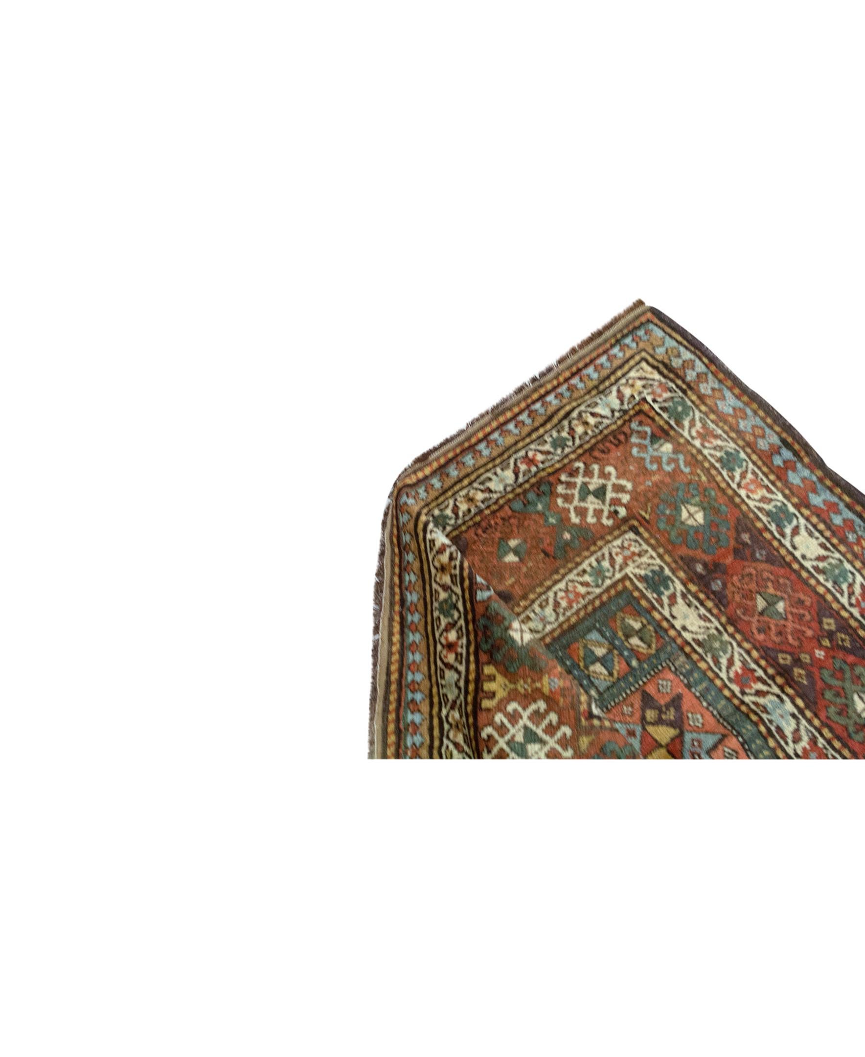 Hand-Woven  Antique Persian Fine Traditional Handwoven Luxury Wool Green / Rust Rug For Sale