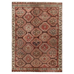 Antique Russian Kuba Rug in All over Red Brown, Geometric Pattern by Rug & Kilim