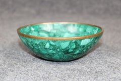 Antica ciotola russa in malachite e bronzo