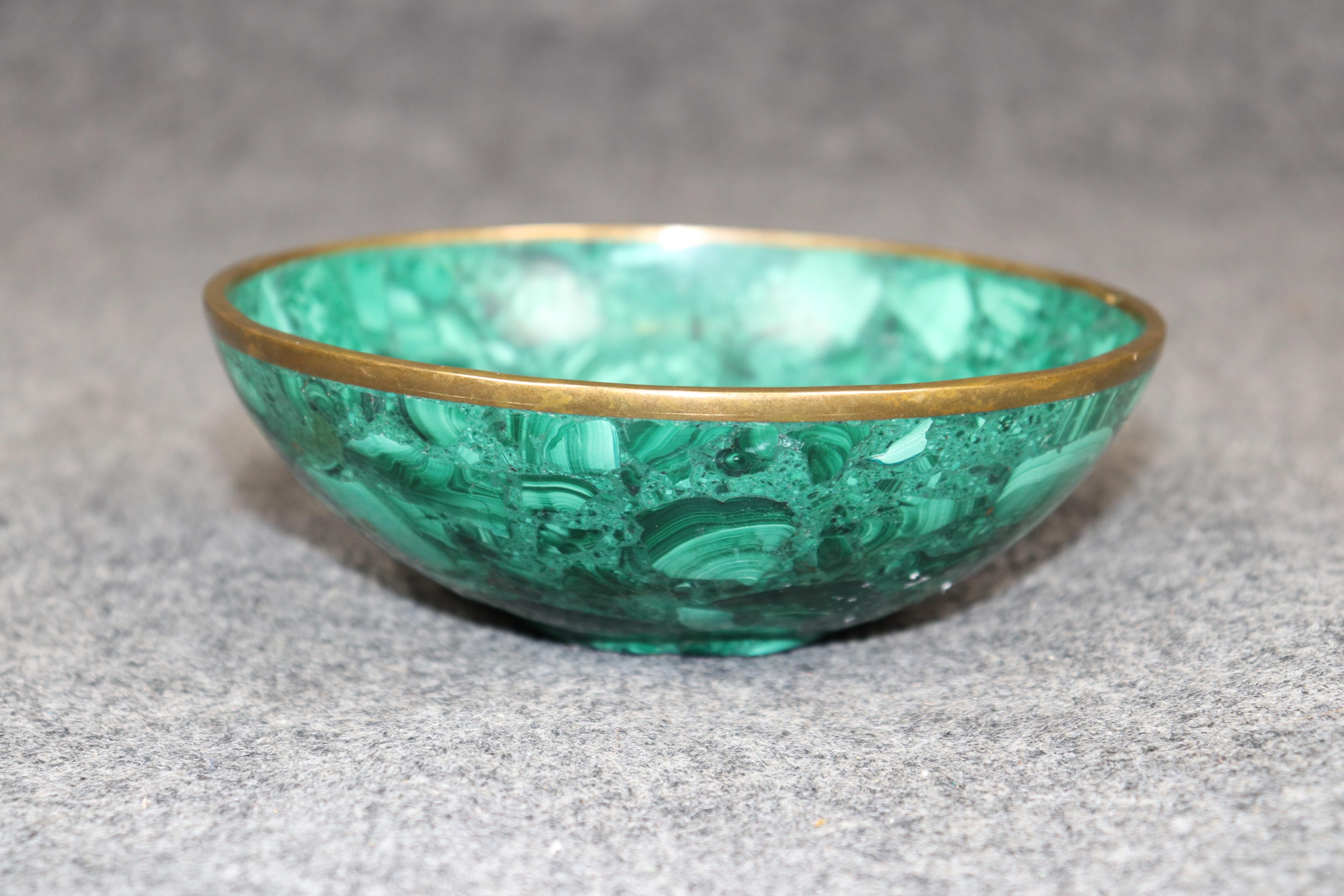 Antique Russian Malachite and Bronze Bowl In Good Condition For Sale In Swedesboro, NJ