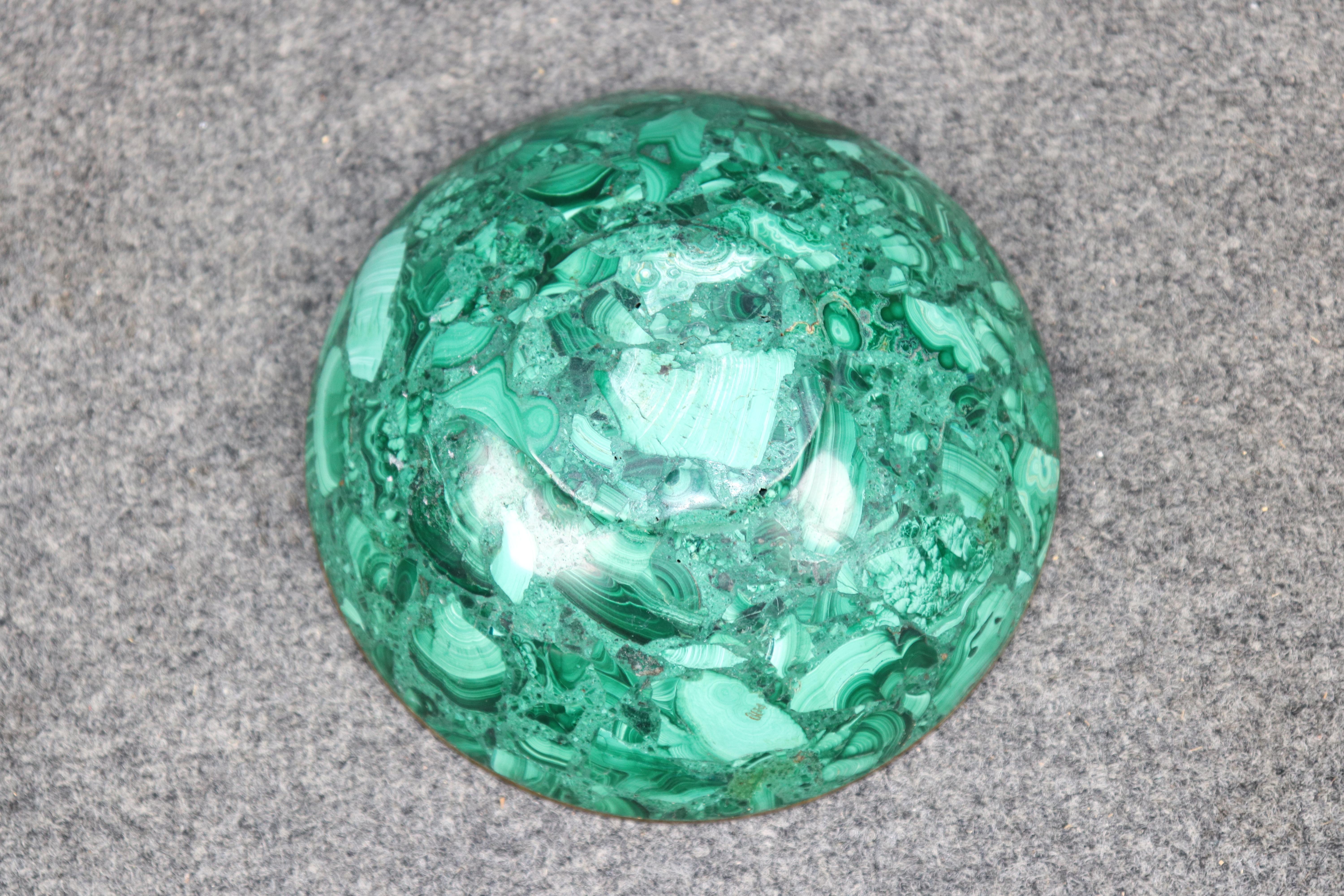 Antique Russian Malachite and Bronze Bowl For Sale 1