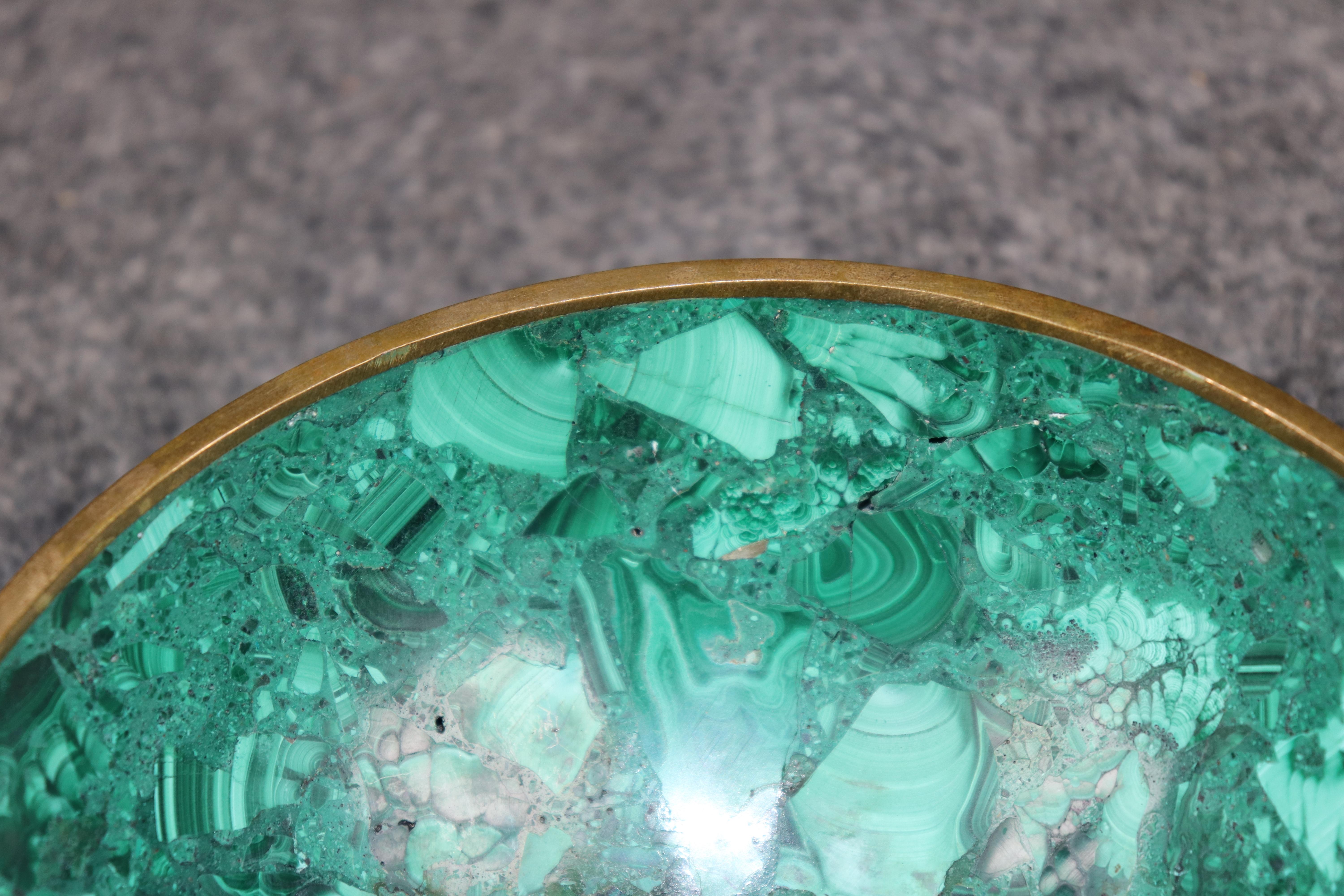 Antique Russian Malachite and Bronze Bowl For Sale 3