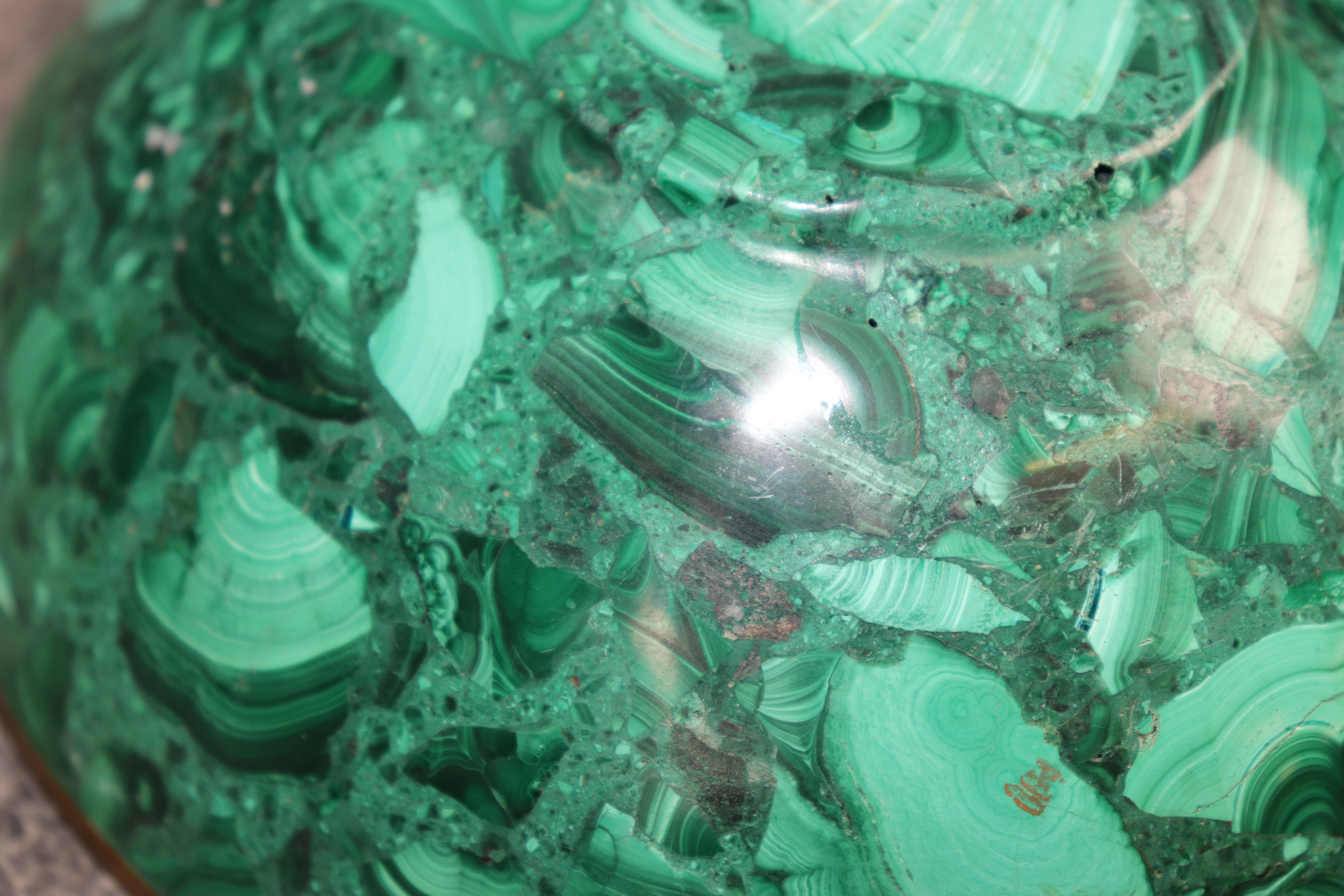 Antique Russian Malachite and Bronze Bowl For Sale 4