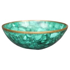 Antique Russian Malachite and Bronze Bowl