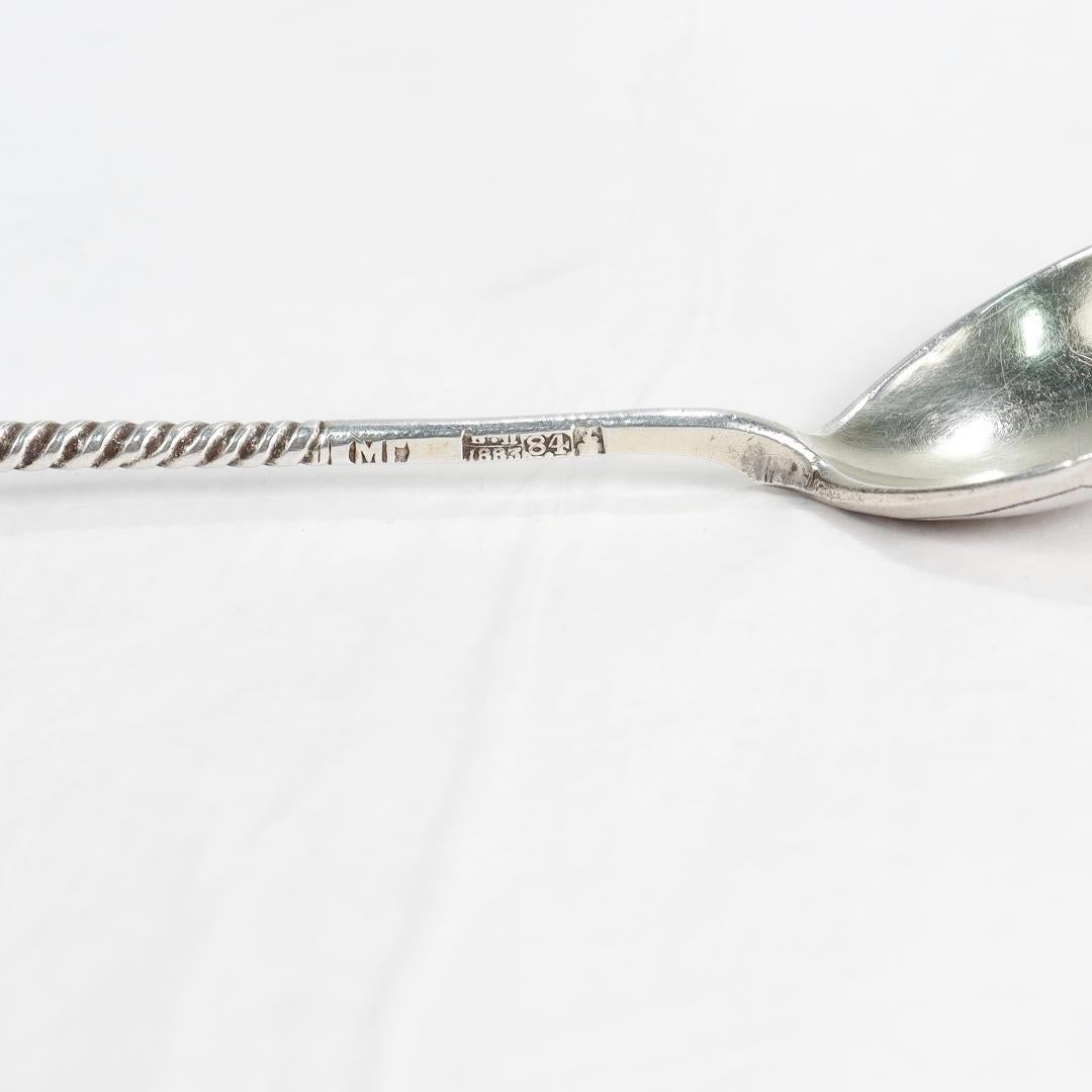 Antiker russischer Niello 84 Zolotnik-Silber-Demitasse-Löffel 6