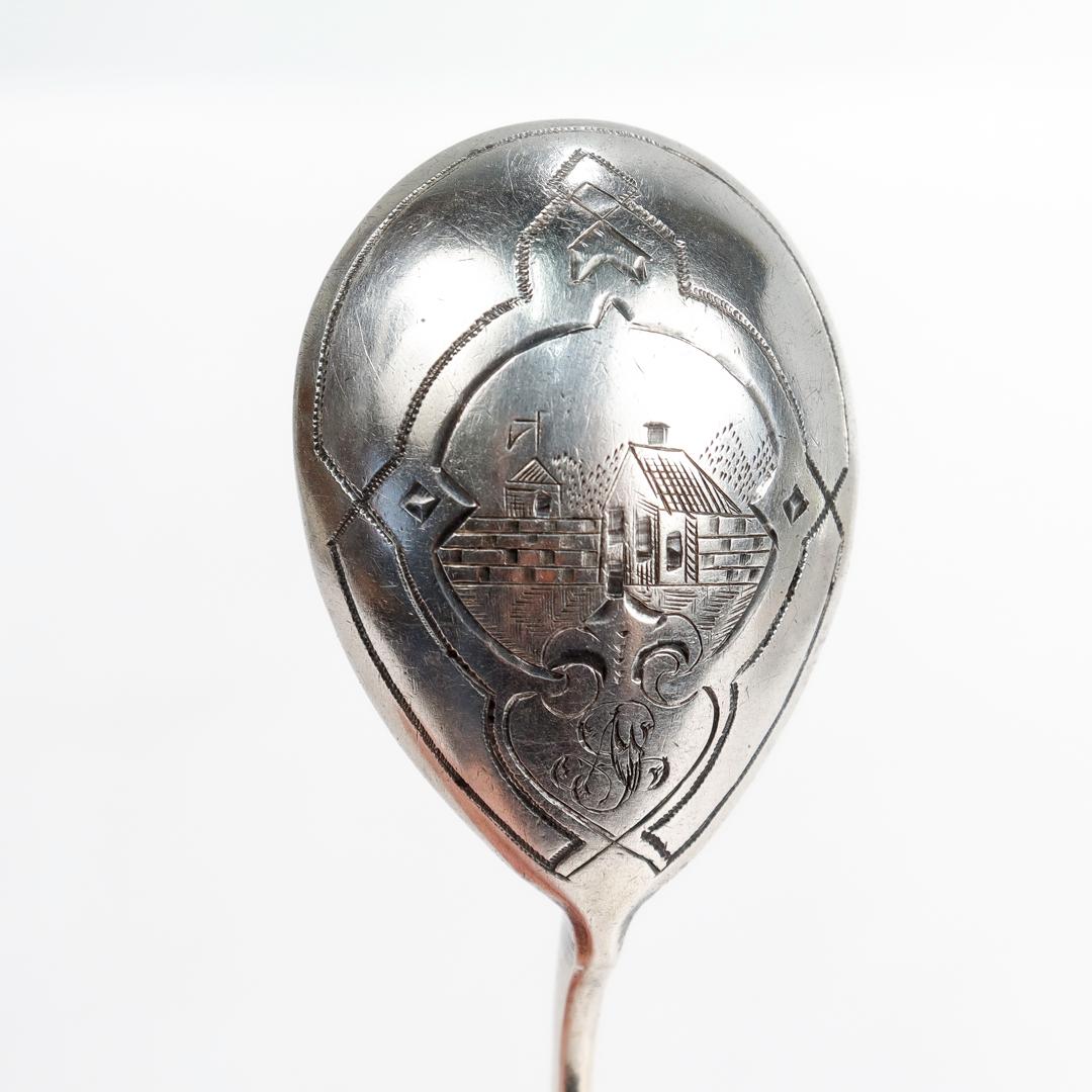Antiker russischer Niello 84 Zolotnik-Silber-Demitasse-Löffel 7