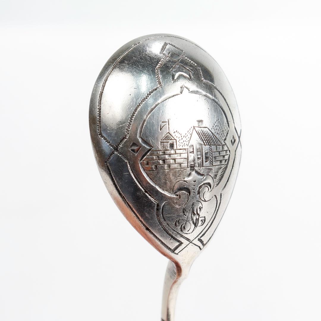 Antiker russischer Niello 84 Zolotnik-Silber-Demitasse-Löffel (Zarenreich)