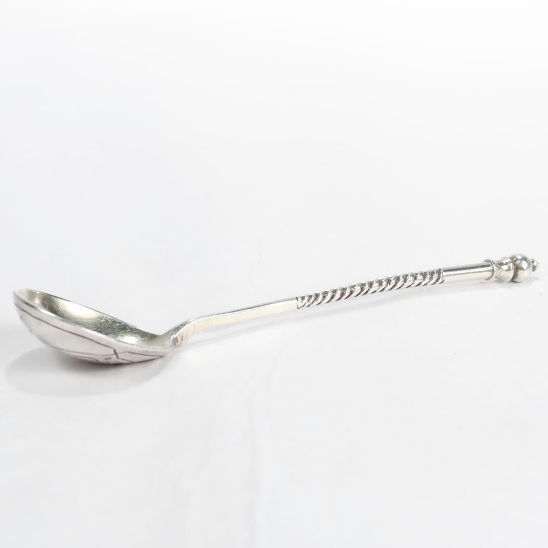 Antiker russischer Niello 84 Zolotnik-Silber-Demitasse-Löffel 1