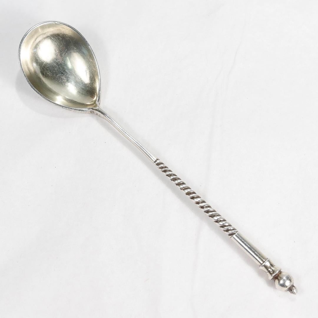 Antiker russischer Niello 84 Zolotnik-Silber-Demitasse-Löffel 3