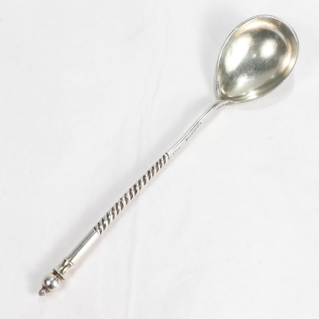 Antiker russischer Niello 84 Zolotnik-Silber-Demitasse-Löffel 4