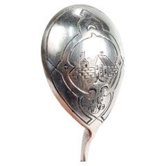Antique Russian Niello 84 Zolotnik Silver Demitasse Spoon