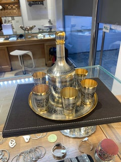 Antique Russian “Niello” Sterling Silver Cup Set