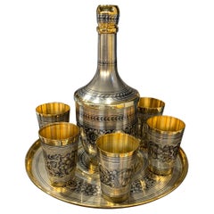 Antique Russian “Niello” Sterling Silver Cup Set