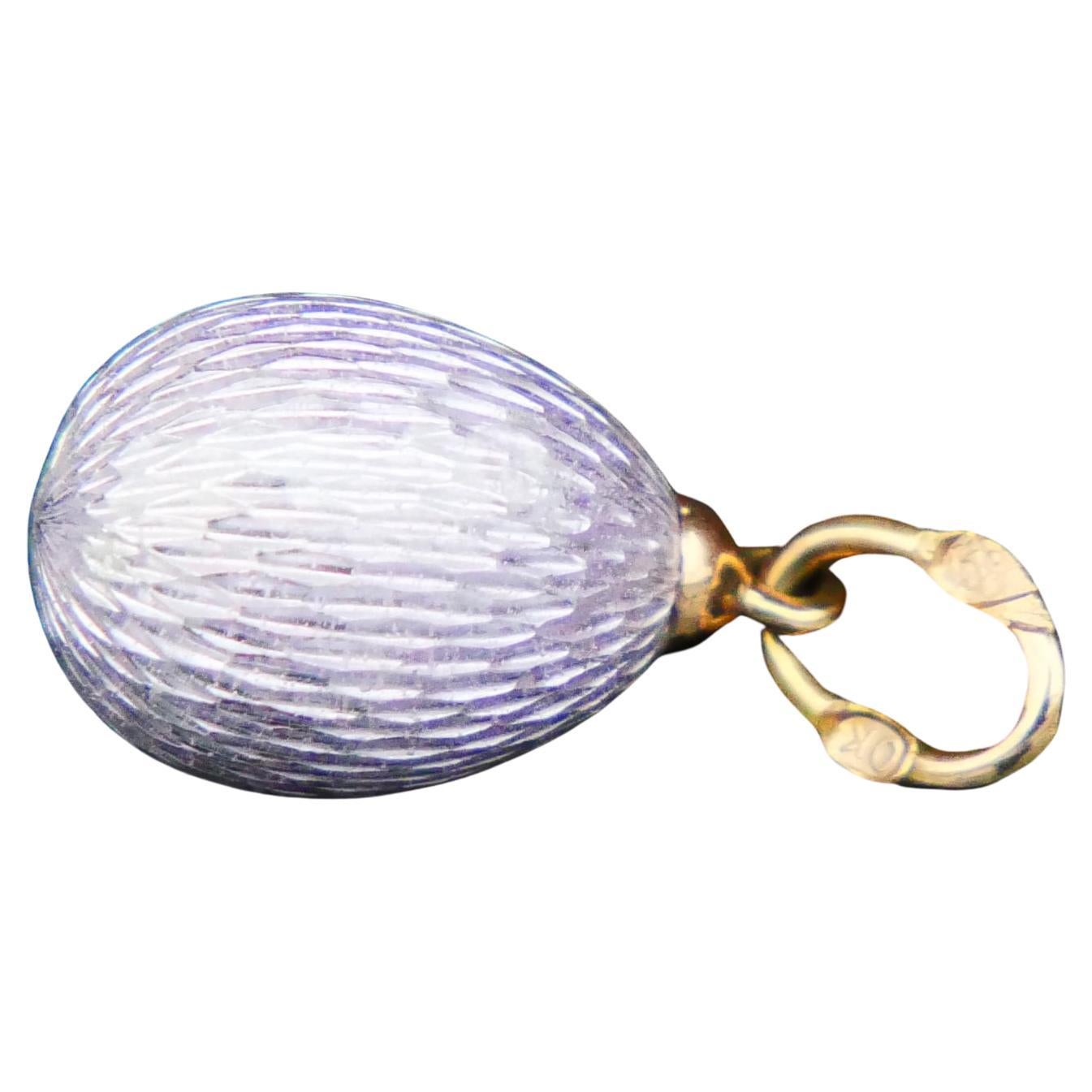 Antique Russian O.F. Kurlukov Egg Enamel Pendant 56 Gold 14K Silver/3.89gr For Sale