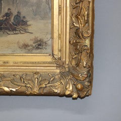 Antique Russian Oil on Board Painting of a Russian Troika by J Wolski C1890