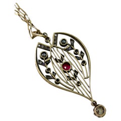 Antique Russian Old Mine Cut Diamond Gold Pendant