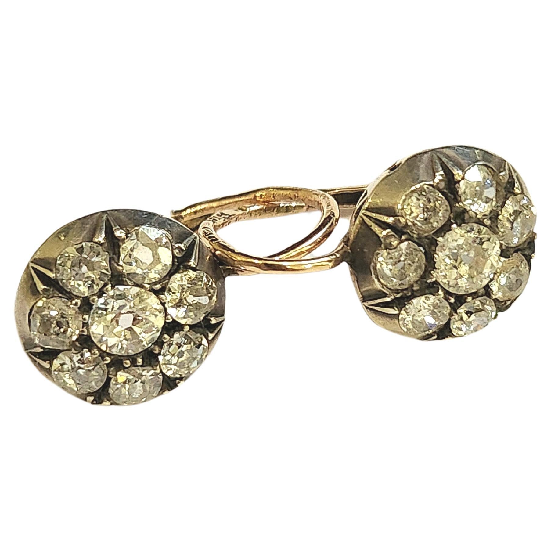 Antique Russian Old Mine Cut Diamond Earrings In Good Condition For Sale In Cairo, EG