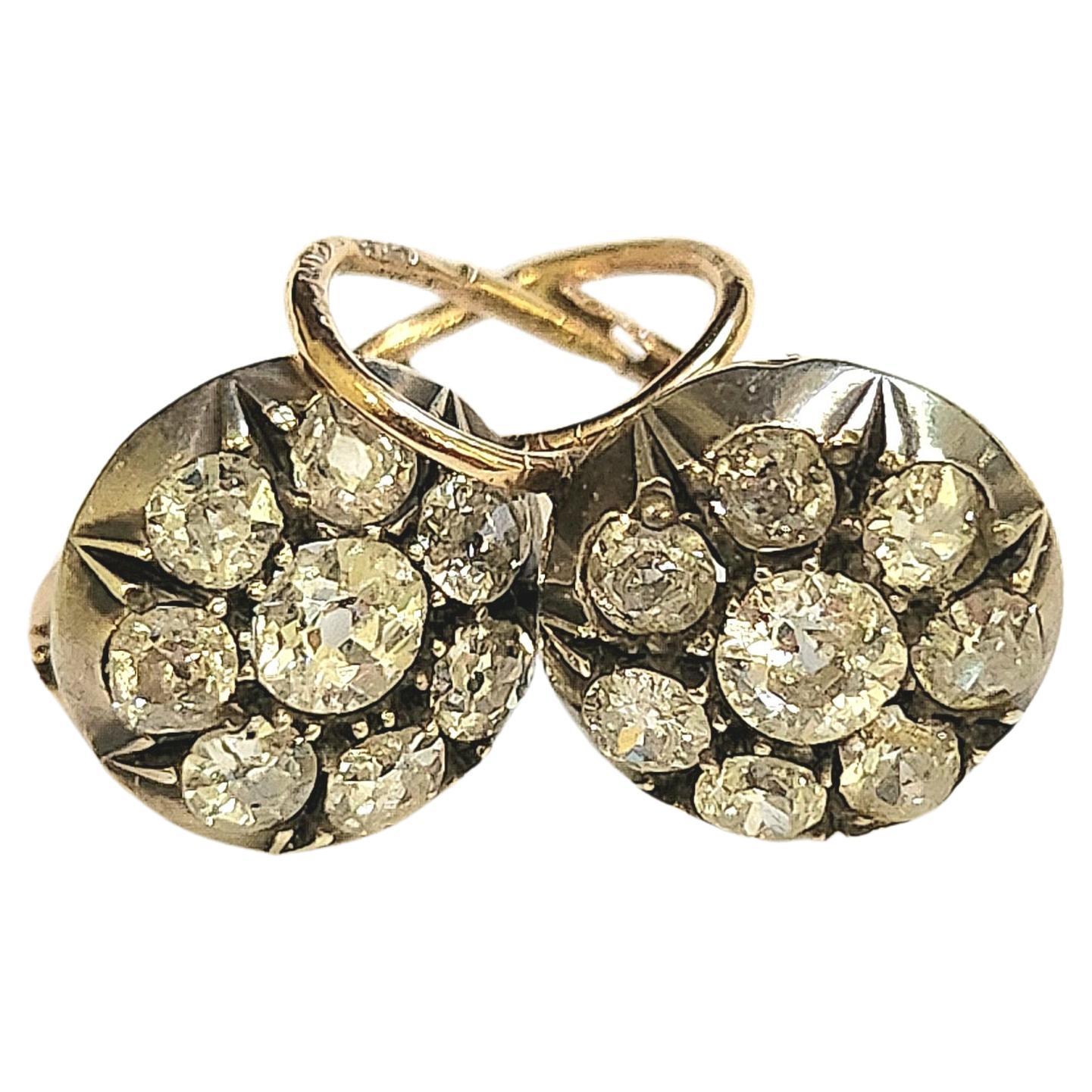 Women's Antique Russian Old Mine Cut Diamond Earrings For Sale