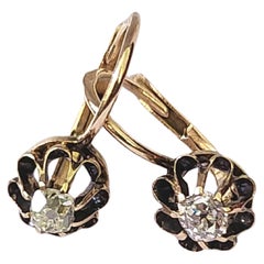 Antique Russian Old Mine Cut Diamond Earrings