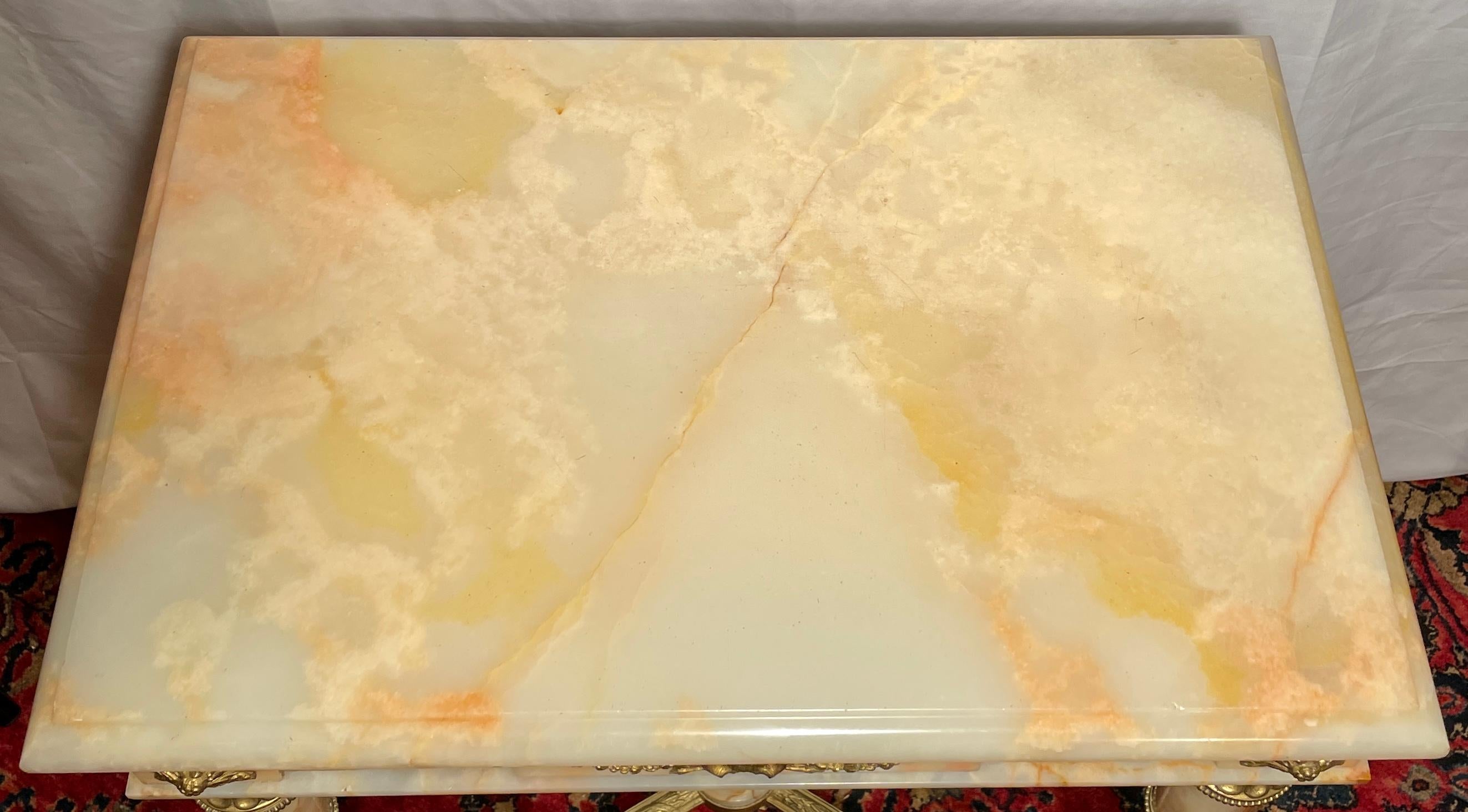 Antique Russian Onyx Marble, Ormolu and Enamel Porcelain Table, Circa 1875-1885 In Good Condition For Sale In New Orleans, LA