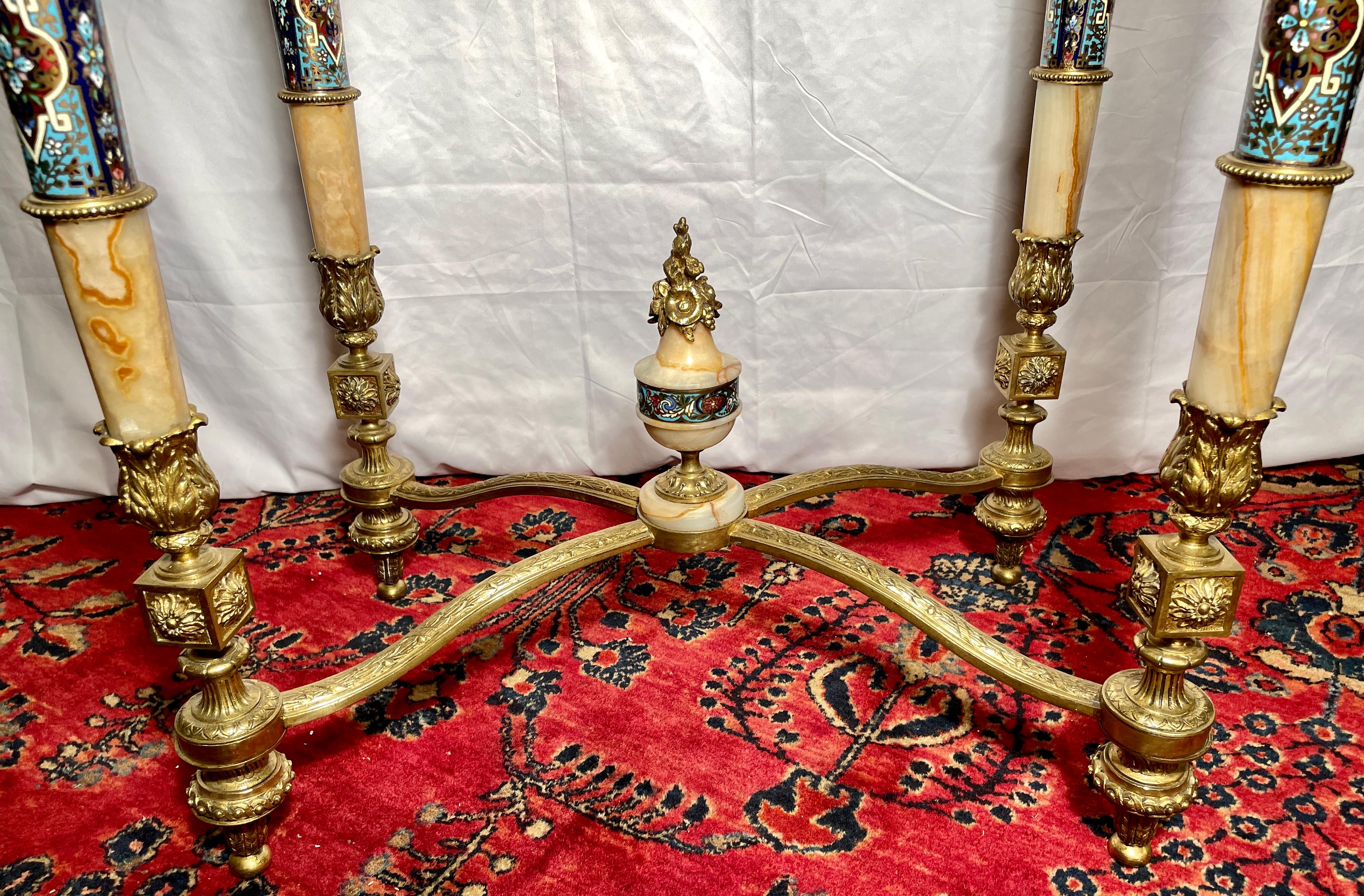 Antique Russian Onyx Marble, Ormolu and Enamel Porcelain Table, Circa 1875-1885 For Sale 1