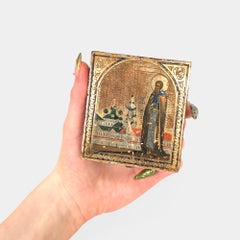 Antique Russian or Eastern Orthodox Icon of Saint Gennady of Novgorod