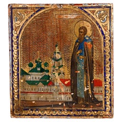 Antique Russian or Eastern Orthodox Icon of Saint Gennady of Novgorod