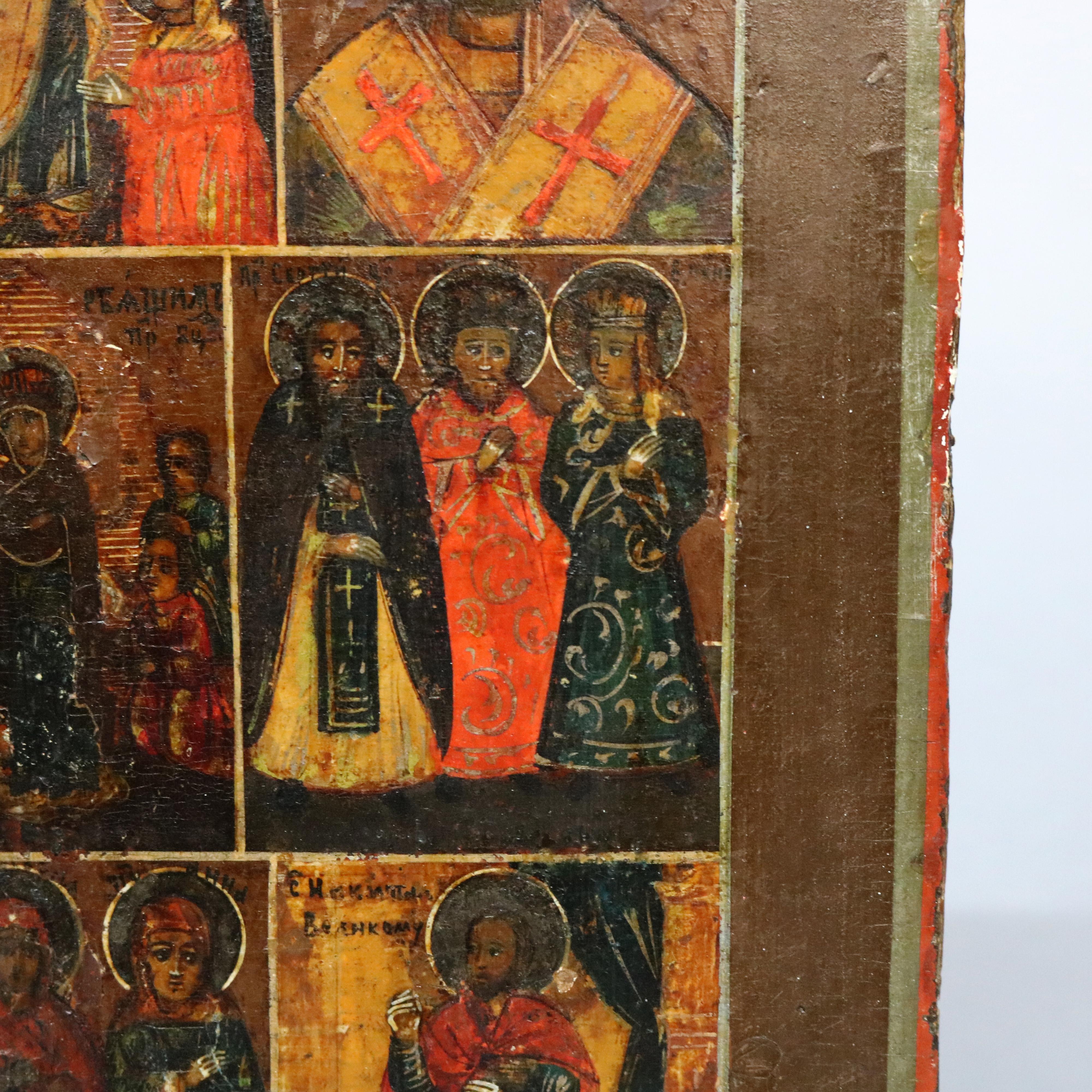 Antique Russian Orthodox Icon, Painting on Board, 18th-19th Century 8
