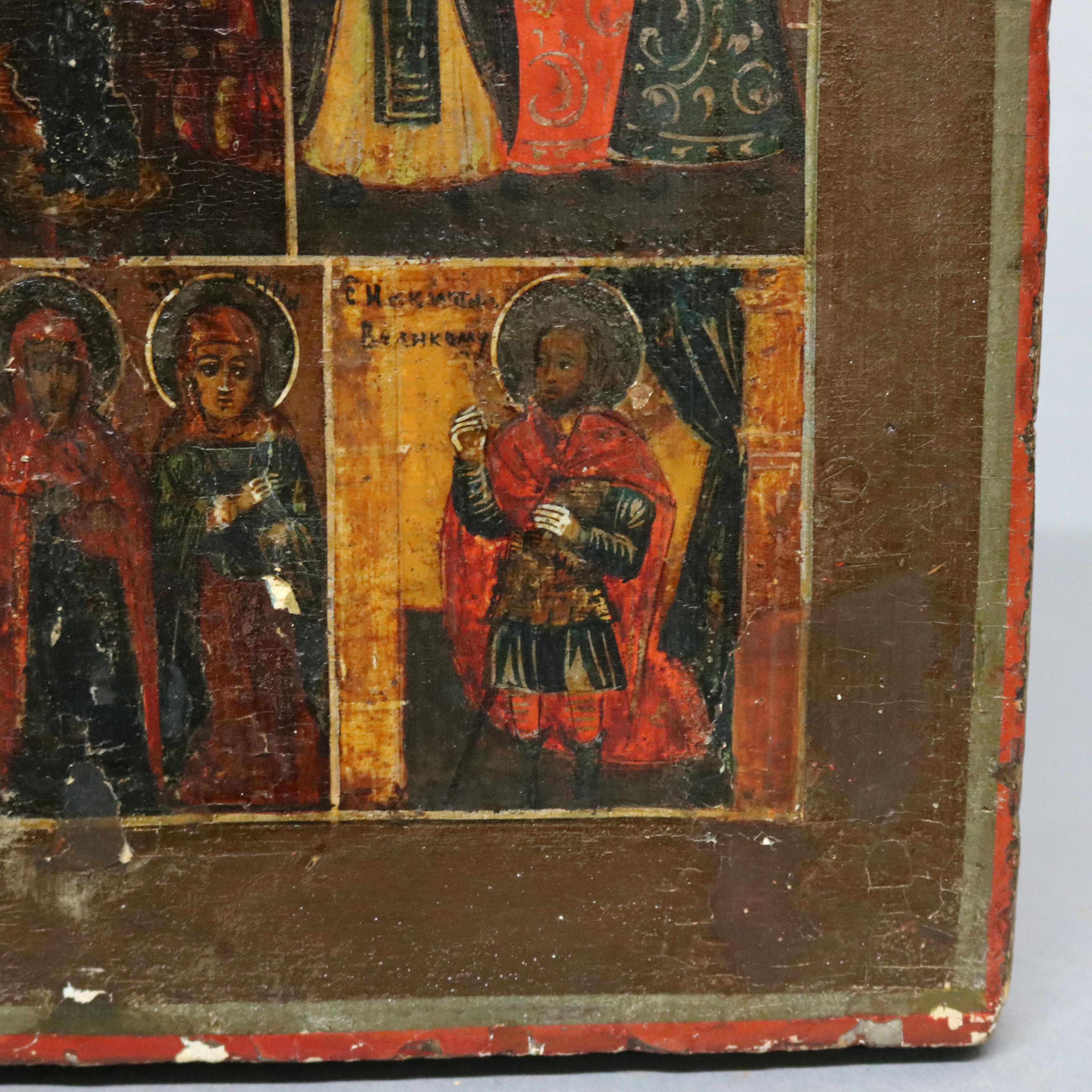Antique Russian Orthodox Icon, Painting on Board, 18th-19th Century 9